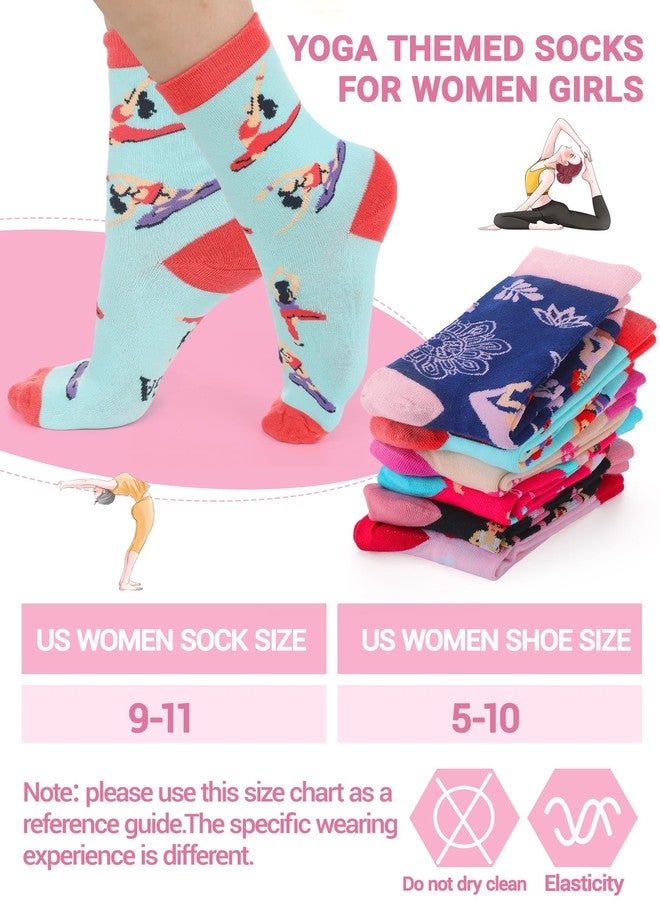 Eurzom 6 Pairs Funny Yoga Lover Socks for Women Novelty Cotton Crew Socks Yoga Stuff Christmas Gift for Women Girls Yogis Lovers - Image 5