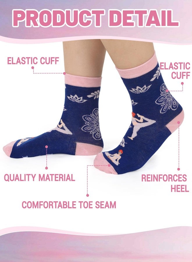 Eurzom 6 Pairs Funny Yoga Lover Socks for Women Novelty Cotton Crew Socks Yoga Stuff Christmas Gift for Women Girls Yogis Lovers - Image 4
