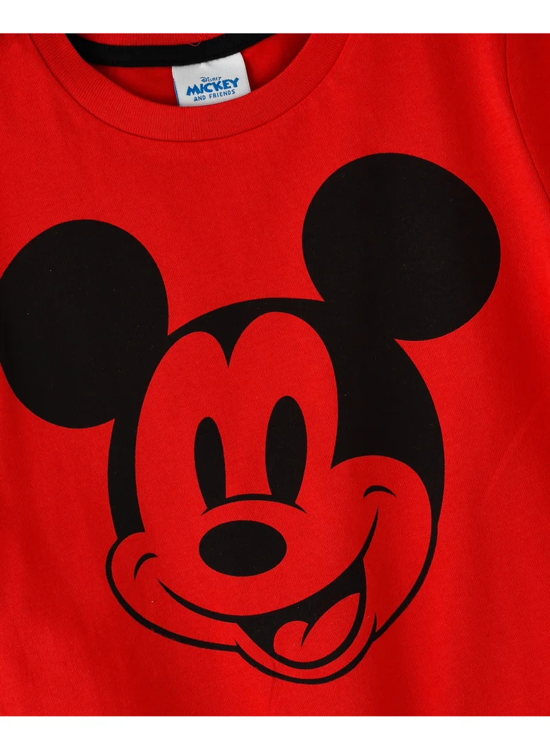 Disney Disney Mickey Cotton Half Sleeve Round Neck Printed T-shirt For Boys