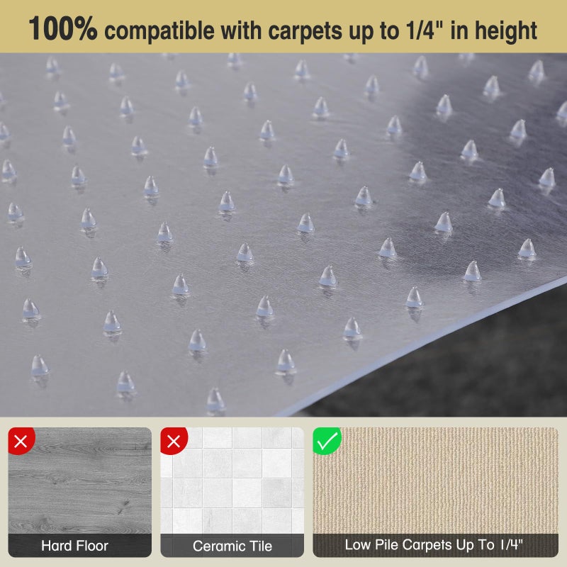 KEYDOL 36â€x 48â€ Carpet Floor Mat for Office Chair, Clear Desk Chair Floor Mat for Carpet for Medium/Low Pile, HeavyDuty Chair Mats for Carpeted Floors, Studded Desk Mat for Carpets for Homes and Offices - Image 2