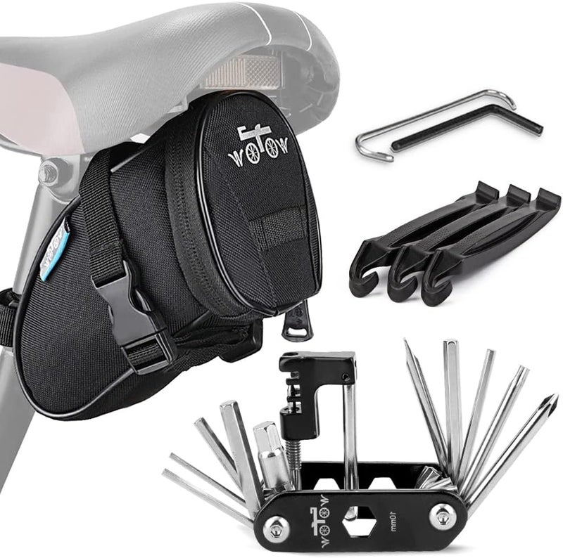 WOTOW 14 in 1 Bike Repair Tool Kit with Saddle Bag and Chain Splitter - Image 1