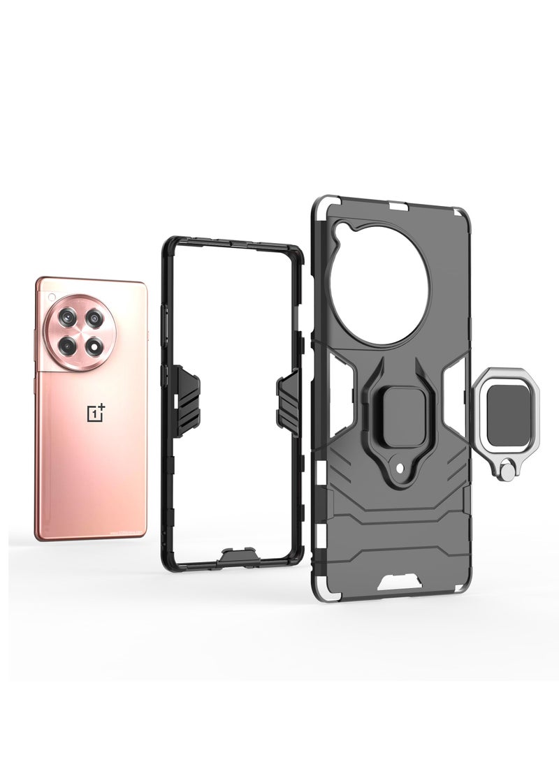 SYOSI Case for OnePlus 12R Not fit 12 Dual Layer Protective Heavy Duty Armor Rugged Military Grade Magnetic Kickstand Car Holder Phone Case 360° Full Body Protection Blue  - Image 4