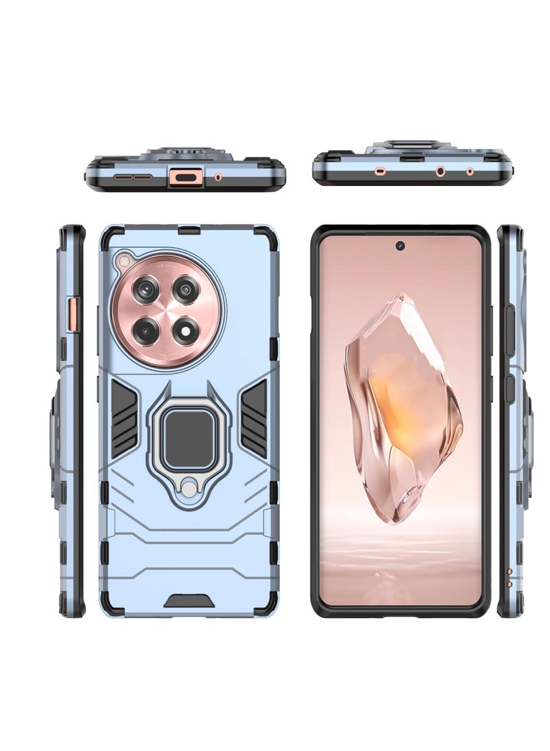 SYOSI Case for OnePlus 12R Not fit 12 Dual Layer Protective Heavy Duty Armor Rugged Military Grade Magnetic Kickstand Car Holder Phone Case 360° Full Body Protection Blue  - Image 3