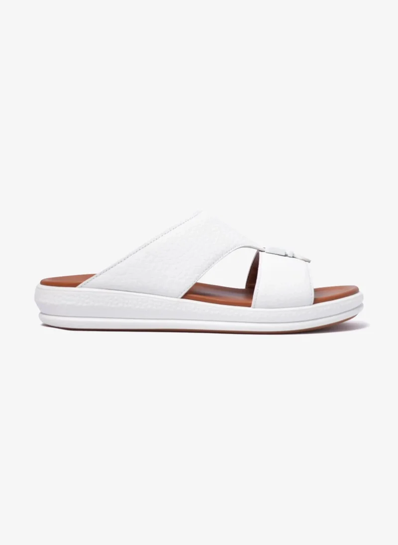 Comfort Plus COMFORT PLUS STYLISH TRIMS MENS LEATHER SANDALS WHITE