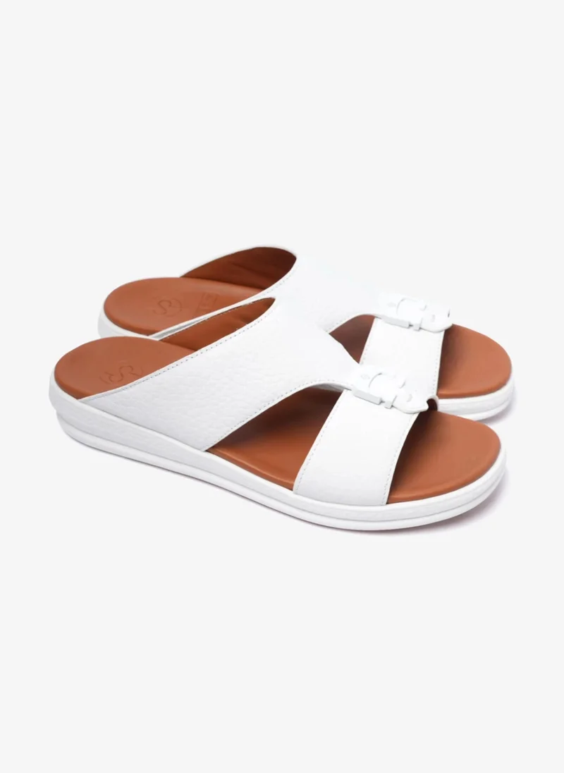 كومفورت بلس COMFORT PLUS STYLISH TRIMS MENS LEATHER SANDALS WHITE
