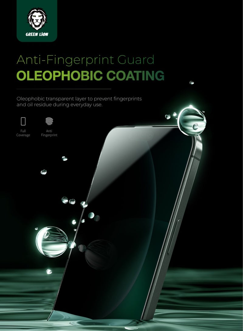 GREEN LION iPhone 16 Screen Protector 9H Steve HD Full Glass / Anti Scratch / Anti Fingerprint / Anti-Peeping / Grease Resistance / Crystal Clear / Highly Responsive - Black Edge/Privacy - Image 3