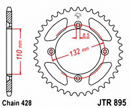 JT Sprockets JTR895.49 49T Steel Rear Sprocket   black - Image 2