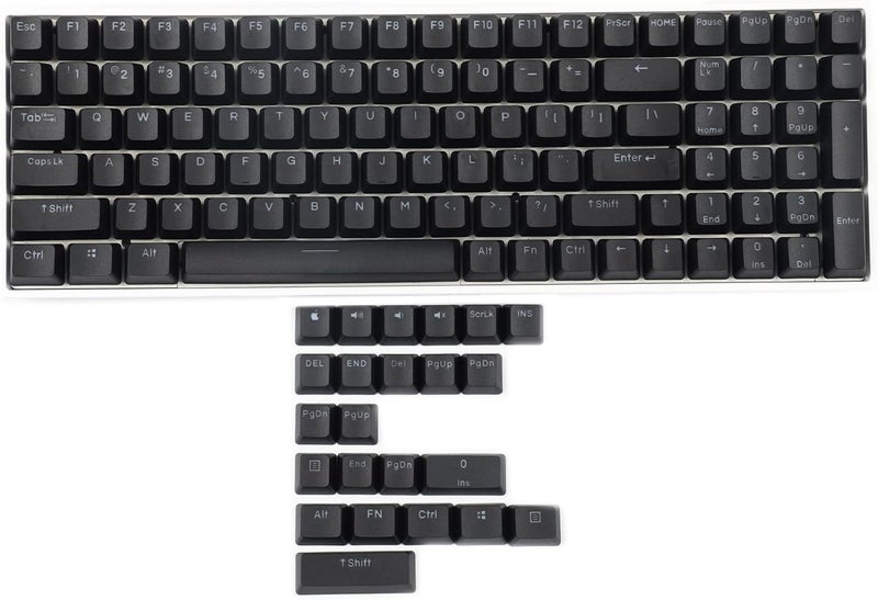 YMDK Double Shot 108 Dyed PBT Shine Through OEM Profile Keycap Rainbow Carbon Sunset Backlit Keycaps for MX Switches Mechanical Keyboard（Only Keycap） (Black 122) - Image 1