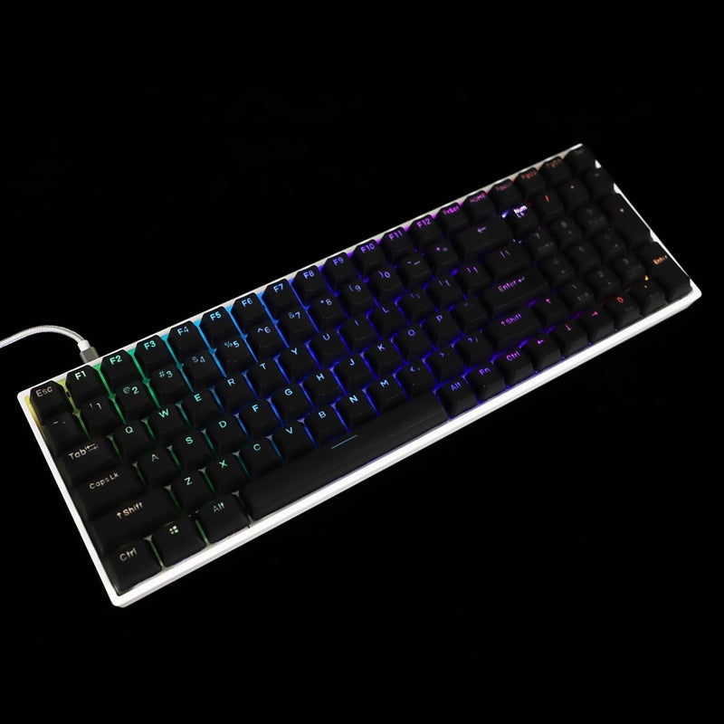 YMDK Double Shot 108 Dyed PBT Shine Through OEM Profile Keycap Rainbow Carbon Sunset Backlit Keycaps for MX Switches Mechanical Keyboard（Only Keycap） (Black 122) - Image 4
