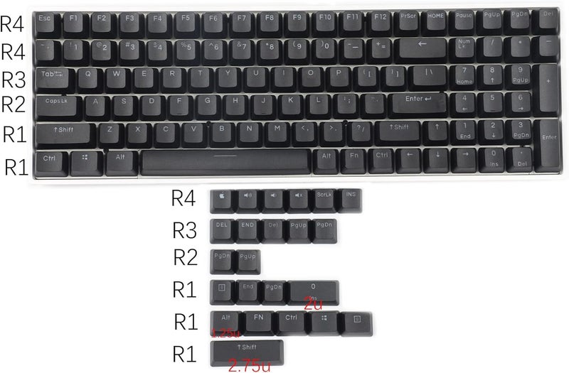 YMDK Double Shot 108 Dyed PBT Shine Through OEM Profile Keycap Rainbow Carbon Sunset Backlit Keycaps for MX Switches Mechanical Keyboard（Only Keycap） (Black 122) - Image 2