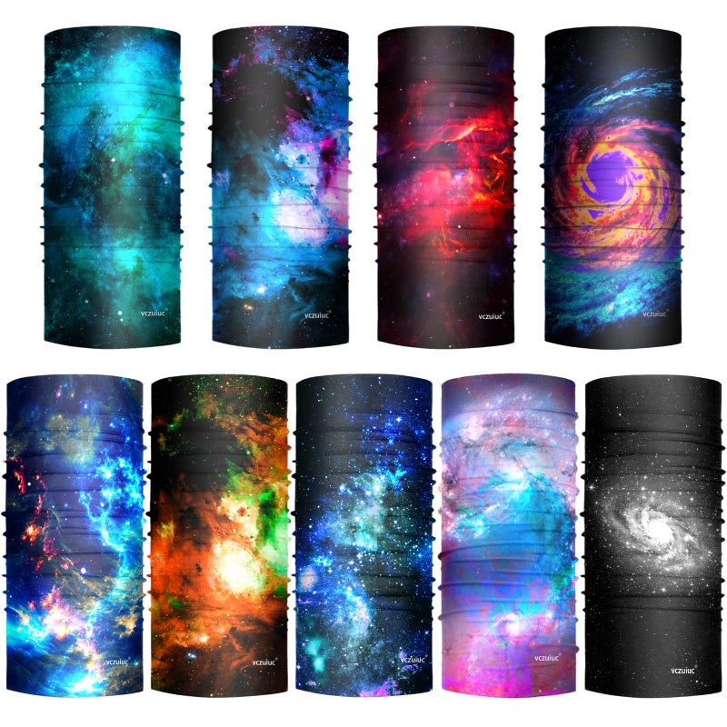 VCZUIUC Headwear Bandana Head Wrap Face Scarf Mask Neck Warmer Balaclava for Sports (One Size, 9PCS-Galaxy) - Image 2