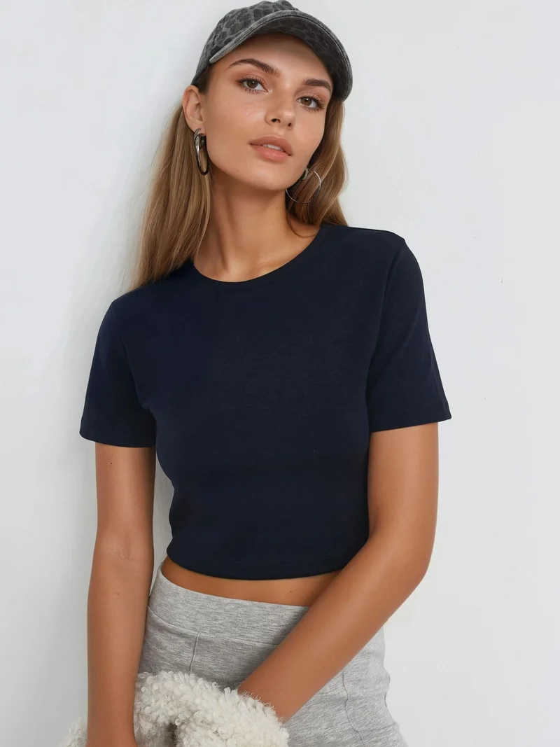Busem BUSEM Elastic Crop Top with Crew Neck