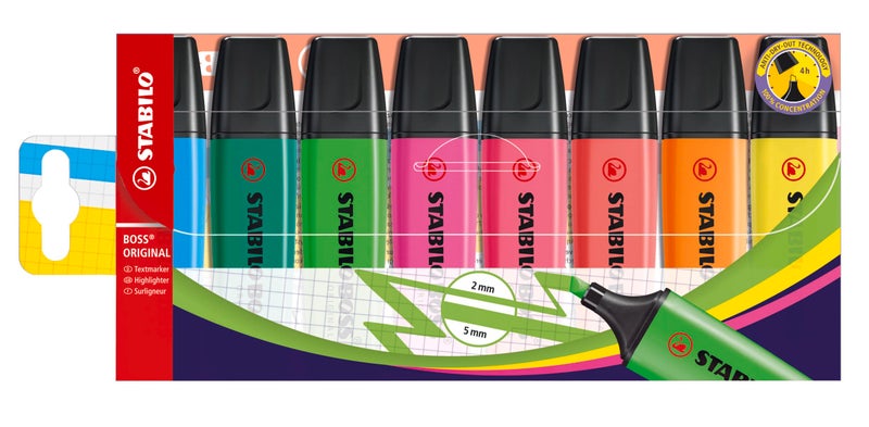 STABILO BOSS ORIGINAL Highlighter Pack of 8 Assorted colors - Image 2