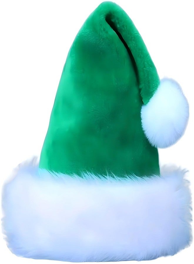 Lumadecor Santa Hat for Adults, Comfort Velvet Christmas Hat, Xmas Party Hat for Women Men, New Year Festival Supplies (Green) - Image 1