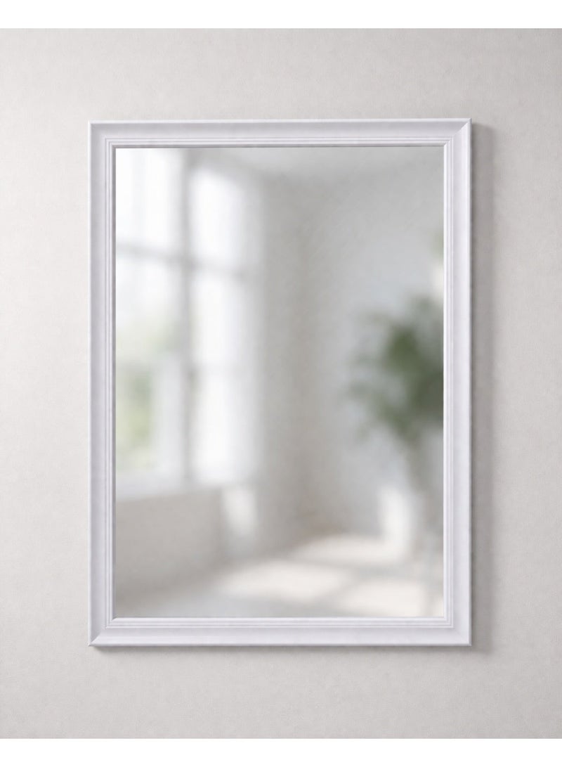 مرآة حائط مستطيلة بإطار PVC أبيض مقاس 68 × 98 سم مع أدوات تعليق على الحائط، مناسبة للمدخل وغرفة النوم وغرفة المعيشة وطاولة الزينة - Image 5