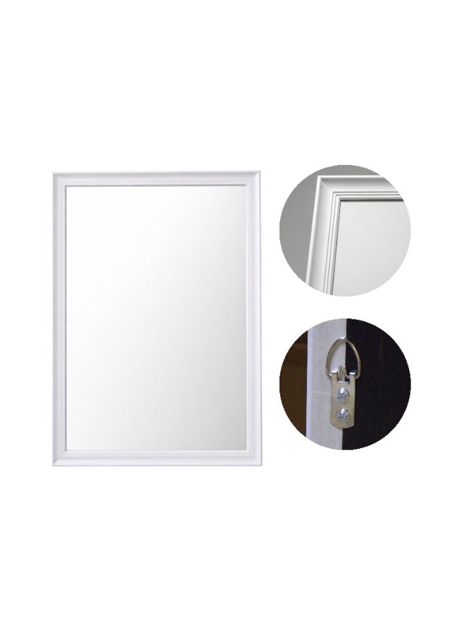 مرآة حائط مستطيلة بإطار PVC أبيض مقاس 68 × 98 سم مع أدوات تعليق على الحائط، مناسبة للمدخل وغرفة النوم وغرفة المعيشة وطاولة الزينة - Image 2