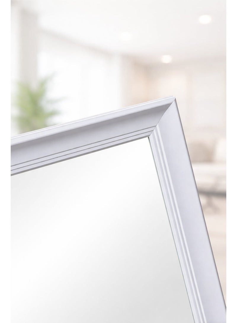 مرآة حائط مستطيلة بإطار PVC أبيض مقاس 68 × 98 سم مع أدوات تعليق على الحائط، مناسبة للمدخل وغرفة النوم وغرفة المعيشة وطاولة الزينة - Image 4