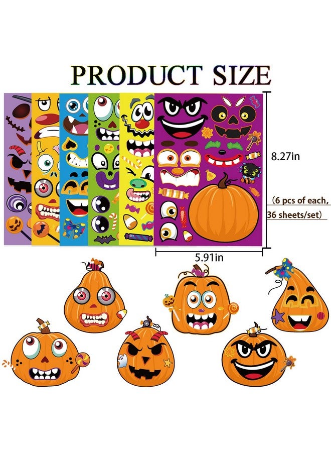 kockuu 36 Sheets Halloween Pumpkin Craft Stickers Party Favors Bulk Diy Make Your Own Pumpkin Face Party Game Stickers For Kids Toddlers Halloween Treats Goody Bag Filler Stickers - Image 4