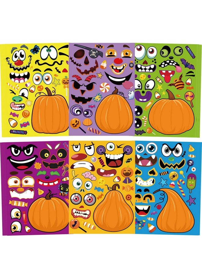 kockuu 36 Sheets Halloween Pumpkin Craft Stickers Party Favors Bulk Diy Make Your Own Pumpkin Face Party Game Stickers For Kids Toddlers Halloween Treats Goody Bag Filler Stickers - Image 1