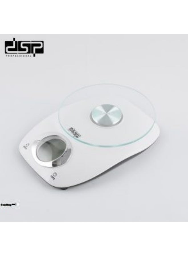 دي اس بي ميزان مطبخ رقمي بمنصة زجاجية دائرية - سعة 5 كجم، شاشة LCD - Image 2