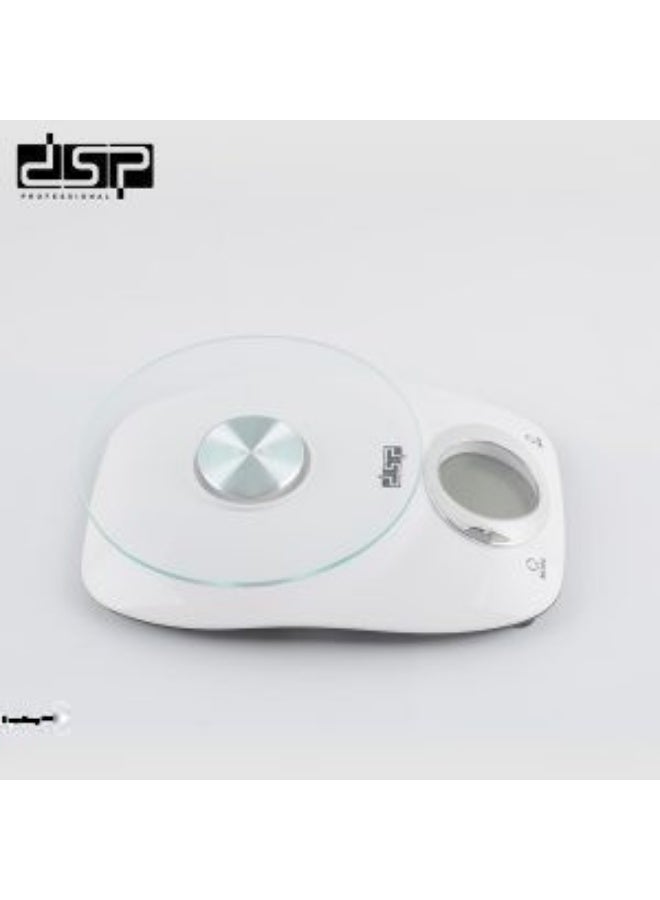 دي اس بي ميزان مطبخ رقمي بمنصة زجاجية دائرية - سعة 5 كجم، شاشة LCD - Image 3