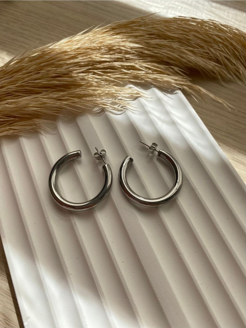 Stainless Stell Bs Still Hoop Model Earring Minimal Stainless-Tarnish Steel Earring  - Image 3
