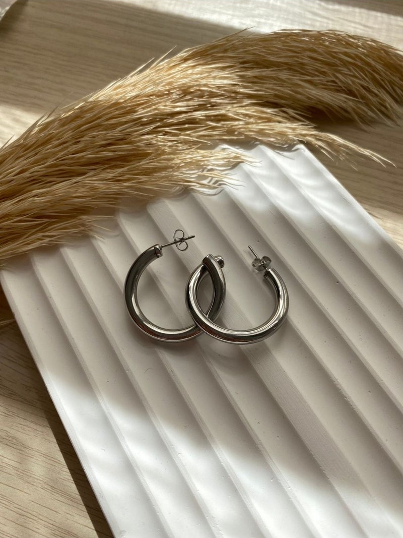 Stainless Stell Bs Still Hoop Model Earring Minimal Stainless-Tarnish Steel Earring  - Image 2