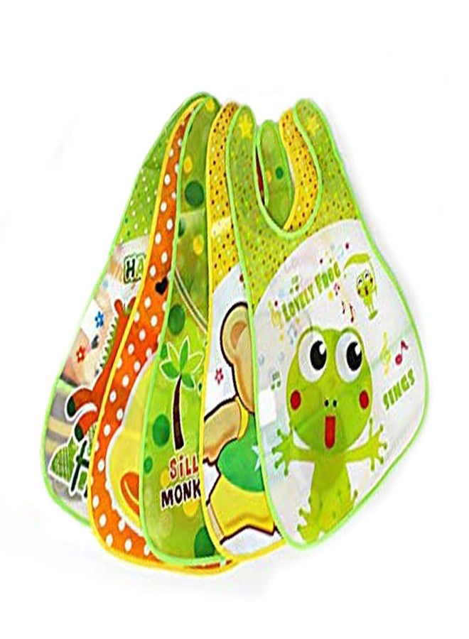 مريلة أطفال أنيقة مطبوعة مقاومة للماء من البلاستيك من FOK، 10 قطع - لون عشوائي