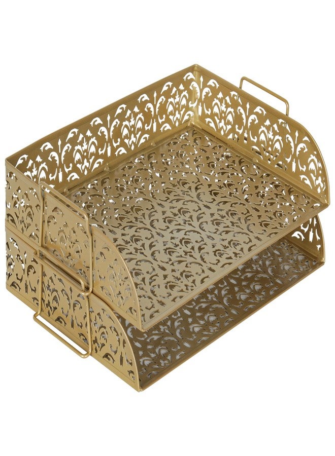 إيزيب اغ منظمات وملحقات مكتبية من إيزي باج، صينية ورق قابلة للتكديس، طبقتان، لون ذهبي - Image 2