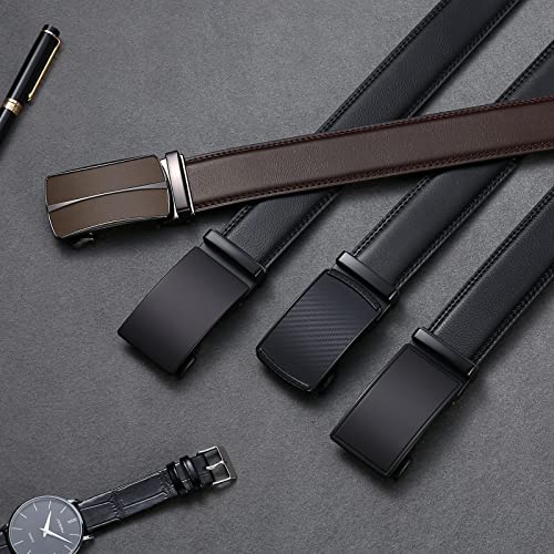 SENDEFN Men's Leather Belt Automatic Ratchet Buckle Slide Belt for Dress Casual Trim to Fit with Gift Box - Image 5