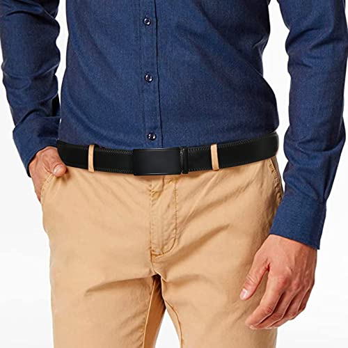 SENDEFN Men's Leather Belt Automatic Ratchet Buckle Slide Belt for Dress Casual Trim to Fit with Gift Box - Image 4