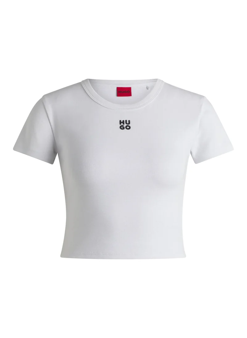 HUGO Cotton-blend cropped slim-fit T-shirt with stacked logo