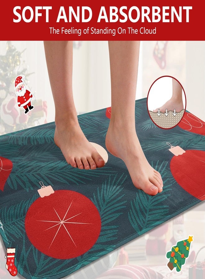 SRCVYLT 4pcs Shower Curtain Sets with Rugs, Toilet Lid Cover and Bath Mat, Bathroom Shower Curtains Set Green Red Winter Bathroom Decor Set - Image 5