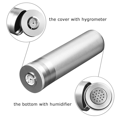 AILE Cigar Stainless Steel humidor Silver Travel Cigar case Tube for 3 to 4 Cigars, Portable Cigar case, Cigar Hygrometer, Great Gift for Men, Dad, Husband - Image 3