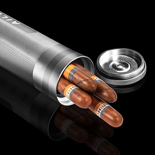 AILE Cigar Stainless Steel humidor Silver Travel Cigar case Tube for 3 to 4 Cigars, Portable Cigar case, Cigar Hygrometer, Great Gift for Men, Dad, Husband - Image 4