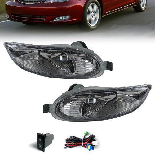 BOXLIGHT Fog Lights Assembly For 2002 2003 2004 Camry, 2005 2006 2007 2008 Corolla, 2002 2003 Solara With Switch and Wiring Kit And Halogen Bulbs- Smoked Lens - Image 1