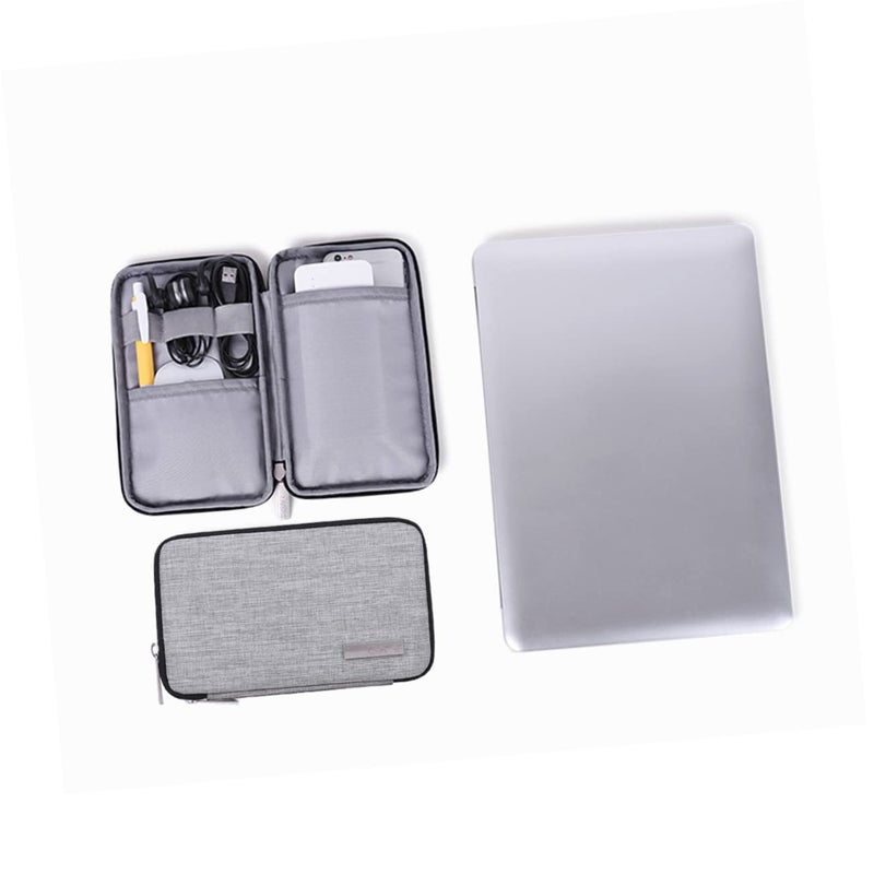 Polyester Electronics Organizer Bag For Cables Earphones Power Bank Compact Light Gray Travel Case - Image 4