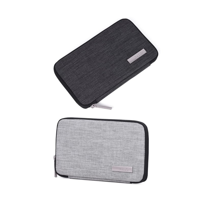 Polyester Electronics Organizer Bag For Cables Earphones Power Bank Compact Light Gray Travel Case - Image 5