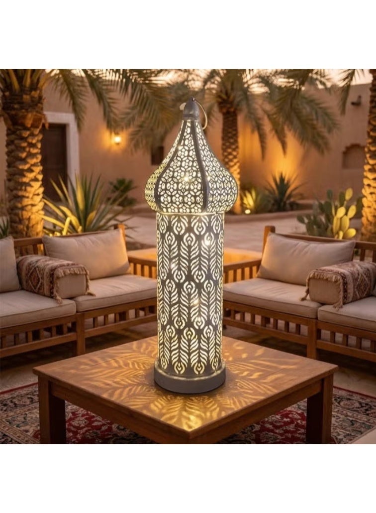 فانوس رمضان حديدي منخور بإضاءة LED - أضواء تزيينية للمنزل والغرفة والصالة - Image 1