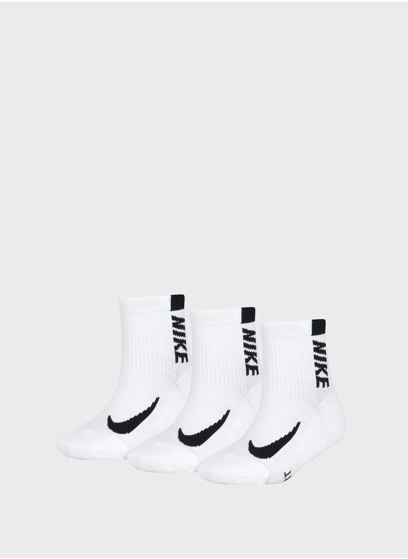Nike Kids 3 Pack Multiplier Quarte Socks