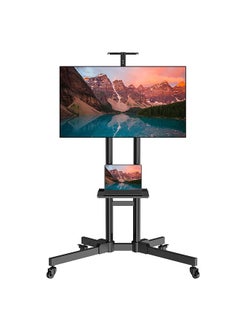 Mobile TV Stand with Lockable Wheels for 32-65inch LED Screen, Tilt and Height Adjustable Floor TV Stand Holds Up to 50KG Max VESA 600x400mm