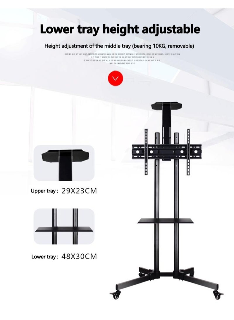 FlashHawk - Mobile TV Stand with Lockable Wheels for 32-65inch LED Screen, Tilt and Height Adjustable Floor TV Stand Holds Up to 50KG Max VESA 600x400mm - Image 1