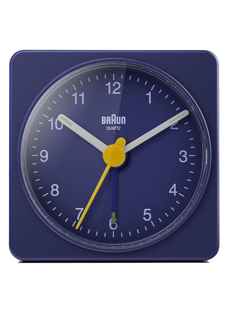 ساعة براون الكلاسيكية للسفر التناظرية، حجم صغير، حركة كوارتز هادئة، منبه كريشندو باللون الأزرق، موديل BC02BL، قطعة واحدة