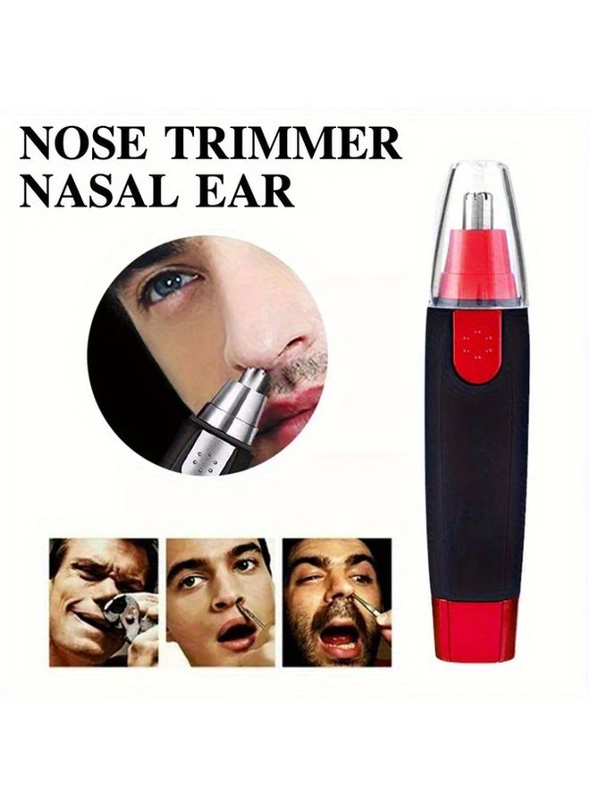 Red Cordless Nose and Ear Hair Trimmer for Painless Facial Grooming - Image 2