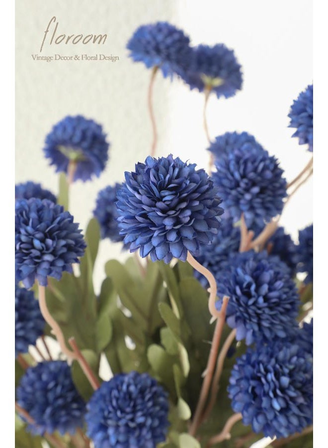 Floroom 5pcs Royal Blue Faux Silk Mums Artificial Flowers, Bulk Fake Small Mini Chrysanthemums with Stems for DIY Wedding Centerpieces Floral Arrangements Vase Fillers Home Decorations - Image 3