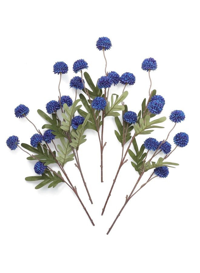Floroom 5pcs Royal Blue Faux Silk Mums Artificial Flowers, Bulk Fake Small Mini Chrysanthemums with Stems for DIY Wedding Centerpieces Floral Arrangements Vase Fillers Home Decorations - Image 1