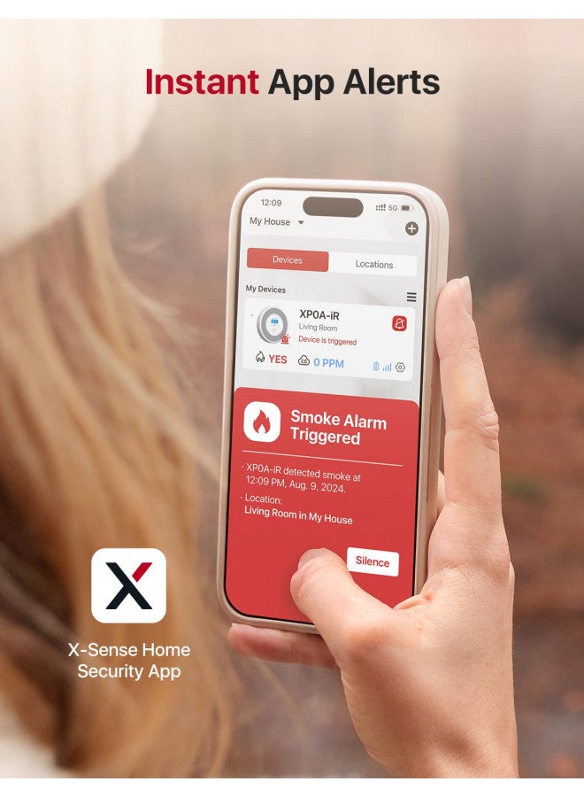 X-Sense Smart Smoke Detector and Carbon Monoxide Detector with Voice Location, Wi-Fi Smoke Detector Carbon Monoxide Detector Combo with Real-Time App Notifications, XP0A-iR, 1-Pack - Image 2