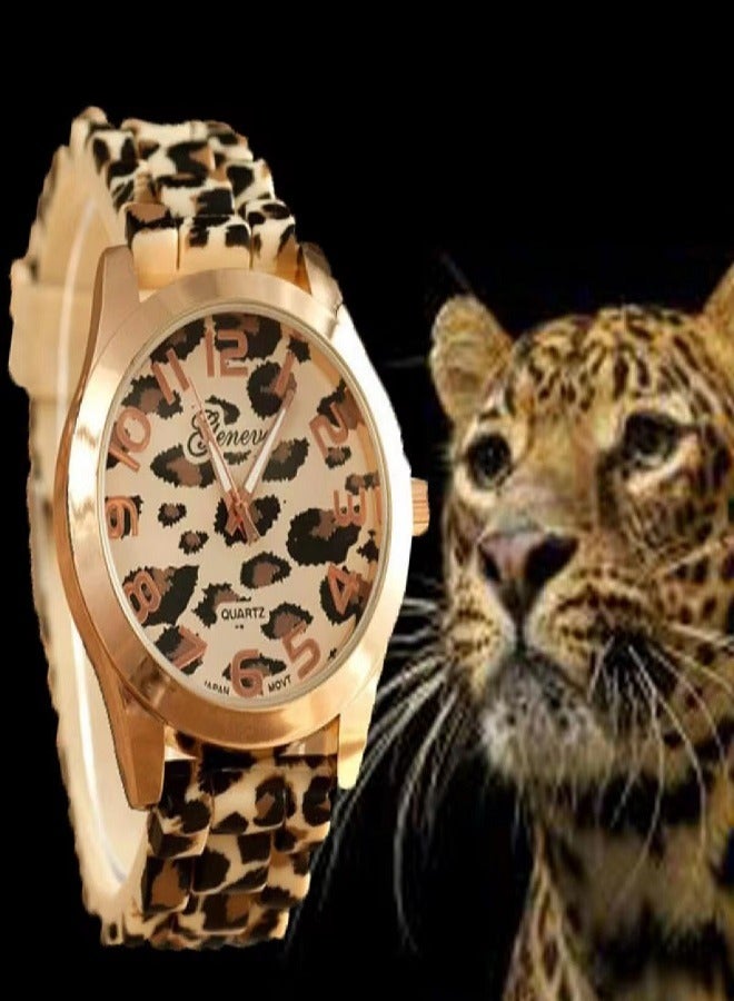 Geneva Women's wrist watch with a tiger-spotted rubber band - Image 3