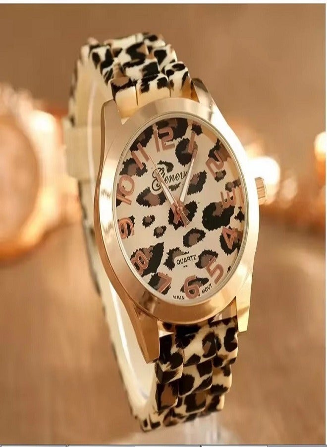 Geneva Women's wrist watch with a tiger-spotted rubber band - Image 2