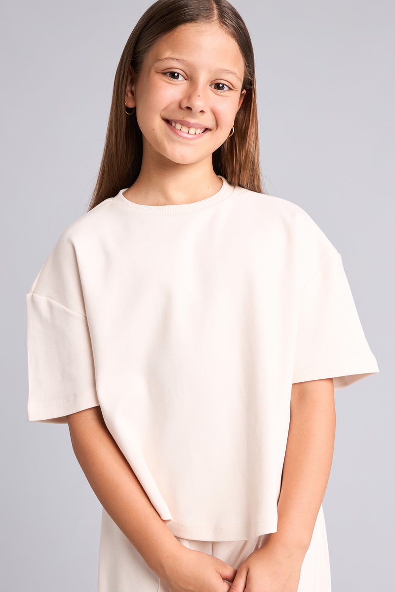 DeFacto Beige Girl Girl 2 piece Regular Fit 100% Cotton T-Shirt Trousers Set Casual - Image 4